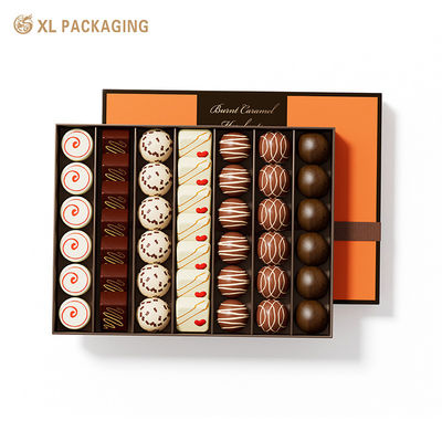 Luxury Chocolate Gift Box with Vertical Multi-Grid EVA Insert and Retro Contrast Color Design in Thickened Rigid Cardboard