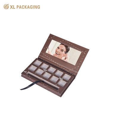 Customized Rigid Paperboard Magnetic Eyeshadow Pans Box With Mirror Premium Empty Packaging For Cosmetics