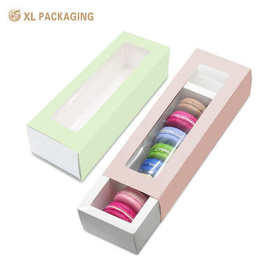 Foldable Drawer Cookie Paper Box with Clear PET Window for Flat Shipment Made from 350gsm Card Paperboard