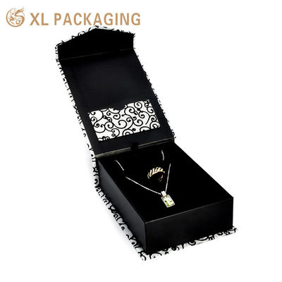 Custom Magnetic Book‑Style Jewelry Box, V‑Shape Flip Rigid Box with Envelope Pocket & Velvet Insert for Necklace Ring Packaging