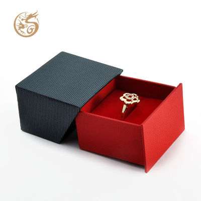Wholesale Custom Drawer Ring Gift Box, Bevel‑Side Rigid Jewelry Box with Black Special Paper, Velvet Insert for Ring