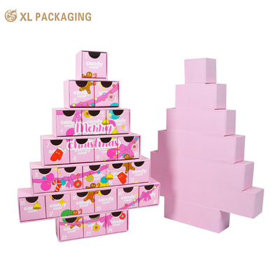 XL Packaging Custom Luxury Boxes Custom Print Pink Luxury Christmas Beer Advent Countdown Calendar Paper Cardboard Packaging Gift Blind Empty Box