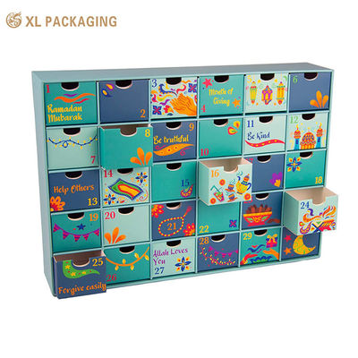 Custom Printed Ramadan Countdown Calendar Box With Sleeve, 30 Empty Paper Drawers For Candy Gifts
