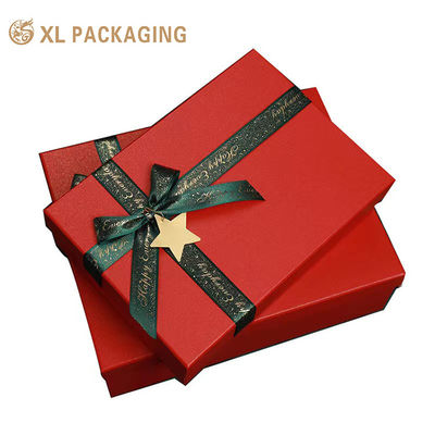 Scarf Gift Box with Red Ribbon Bow | Elegant Birthday Packaging