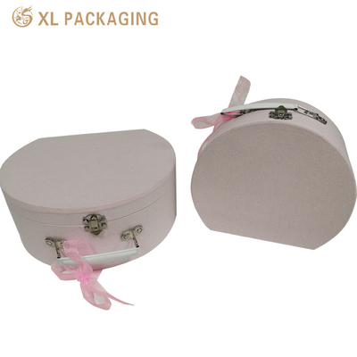XL Packaging Custom Packaging Box Factory Customized Recyclable Paper Perfume Biscuit Packaging Round Paper Suitcase Box Case With Metal Handle