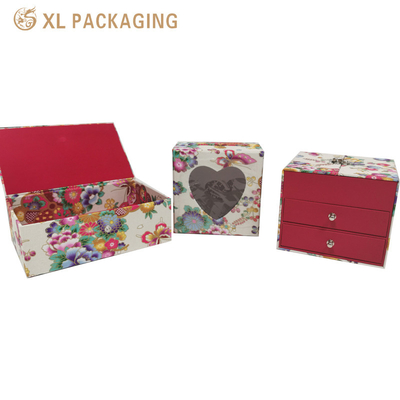 Glossy Lamination Cardboard Drawer Box with Magnet Flip Printing Flower For Fashion Gift Craft Skin Care Face Cream