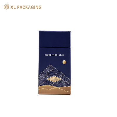 Premium Dark Blue Diagonal Flap Opening Cardboard Box with Pantone Printing and UV Spot Finish
