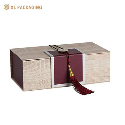 Custom Foldable Wine Gift Box with Handle Button Closure and Cardboard Storage Packaging