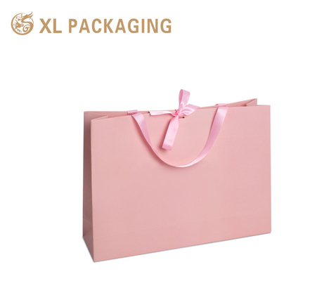 XL Packaging Luxury Pink Boutique Shopping Paper Gift Bag 250G Gsm Cardboard Packaging Bags With Your Own Logo Print Handle