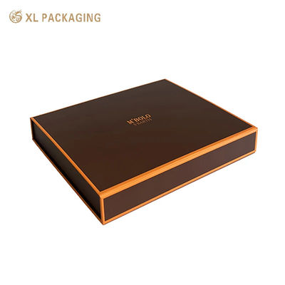 Custom Logo Foldable Cosmetic Packaging Box Matte Brown & Orange Rigid Gift Box with Flat-Pack for E-Commerce