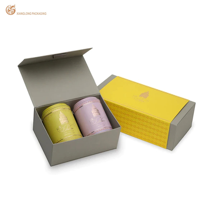 Custom Printed Rigid Tea Gift Box Packaging with Gray Corrugated Paper Insert and Gold Printing