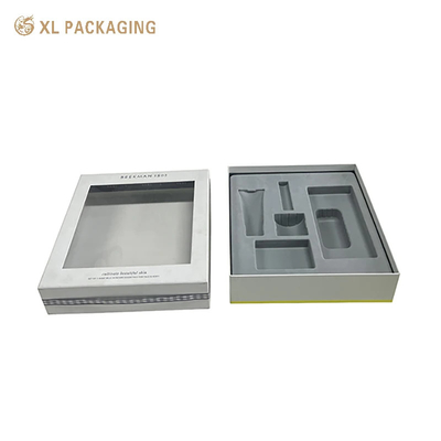 Luxury Custom Gift Box Cosmetic Skin Care Packaging Cardboard Paper Boxes , Lid And Base Paper Box With Window