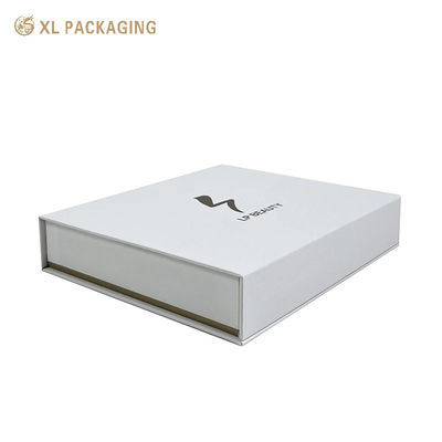 Luxury White Magnetic Flip Rigid Box for Beauty Device | Velvet Lined EVA Tray | Matte Gold Foil Stamped Logo