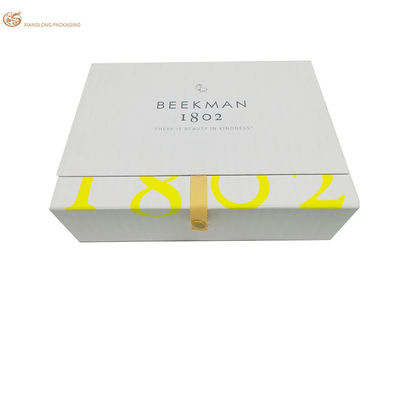 Factory Custom Flip Book Gift Box with Ribbon Metal Button Closure for Skincare Cosmetic Garment Packaging