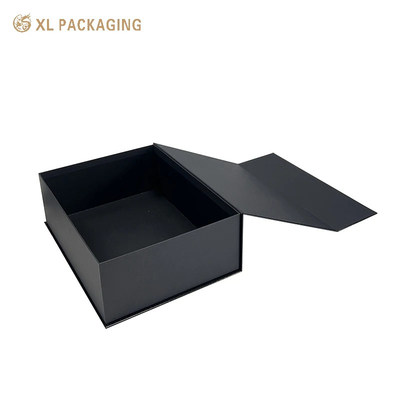 Custom Black Paper Box Packaging White Logo Magnetic Gift Box Emboss Magnetic Paper Boxes For Gift Packing