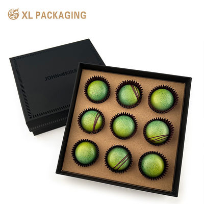 Custom Soft Touch Rigid 9pcs Eco-friendly Chocolate Gift Box with Ribbon for Holiday Packaging
