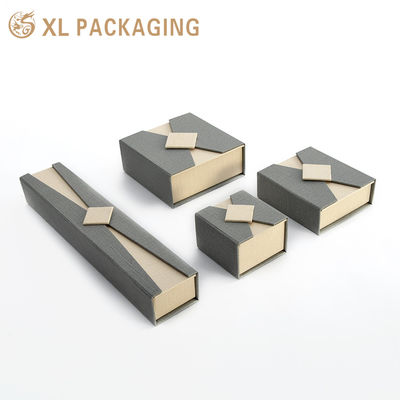 Custom V-Cut Double Door Magnetic Jewelry Gift Box with 2mm Rigid Board and Textured Specialty Paper for Ring Necklace Earring Bracelet