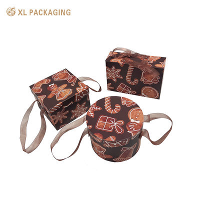 Personalized Printed Holiday Gift Box with 157gsm Matte Coated Art Paper, Pre-Sewn Organza Handle, and Thick Rigid Grey Board Core