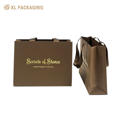 Custom Logo Printing Kraft Paper Gift Shopping Bag with Matte Dark Brown Finish and 150g Thickness