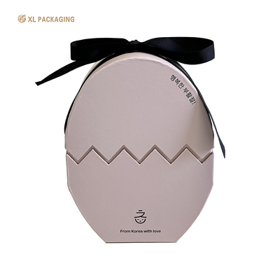 XL Packaging Custom Luxury Boxes Fancy Pink Egg Shaped Chocolate Paper Gift Boxes Packaging For Easter With Ribbon