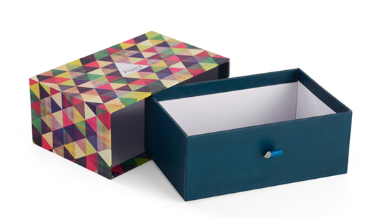 Cosmetic Skincare Gift Packaging Drawer Style Paper Slide Box with Ribbon Tag Pull