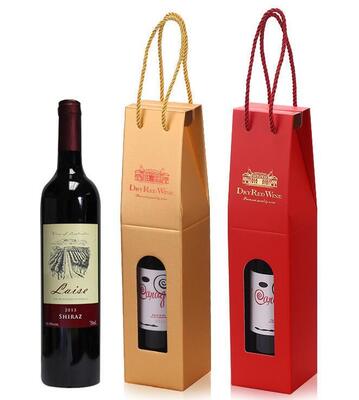 Custom Corrugated Wine Gift Box Window Display Sturdy Kraft Paper Portable Packaging