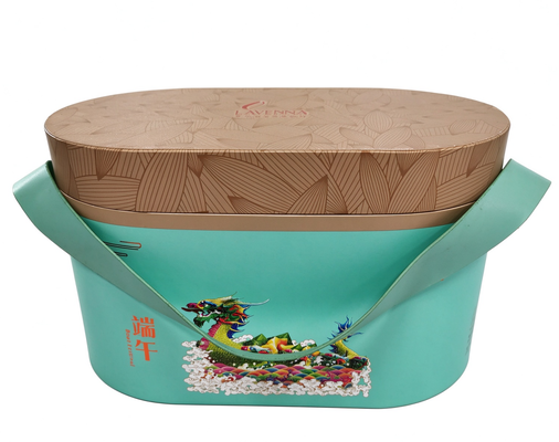 Custom Oval Shape Hamper Gift Box Premium Dessert Tea Biscuit Packaging With Handle