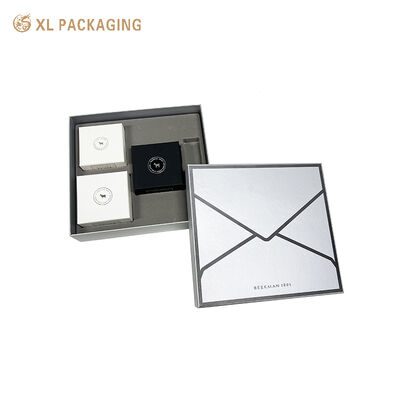 Custom Silver Paper Lid Base Rigid Box Embossing Texture For Cosmetic Gift Packaging