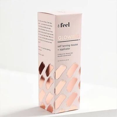 Custom Printed Rose Gold Foil Collapsible Card Box With White Corrugated Skincare Insert