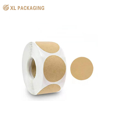 Custom Logo Printing Round Kraft Paper Labels Self-Adhesive Brown Kraft Sticker Rolls for Skincare Bottles and Candle Jars