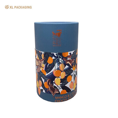 Custom 3-Piece Spiral Wound Food Grade Paper Tube Canister with Gold Foil Stamping for Chocolate and Tea Packaging